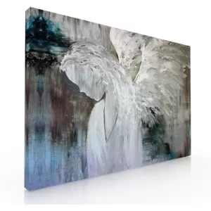 Cuadro Decorativo Abstracto Para Sala  Angel Blanco 60 X 90
