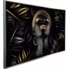 Cuadro Decorativo Canvas Con Marco Africana Con Joyas y Hojas Oro