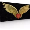Cuadro Decorativo En Canvas Alas Doradas Con Corazon