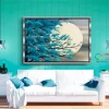 Cuadro Decorativo Moderno Con Marco Arbol Turquesa Con Luna - Imagen 8