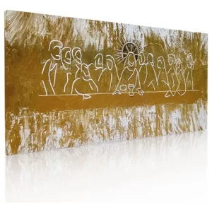 Cuadro Decorativo Moderno Para Comedor Cena Sagrada Abstracta Tonos Tierra