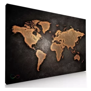 Cuadro Decorativo Para Oficina Estudio Mapa Vintage Negro
