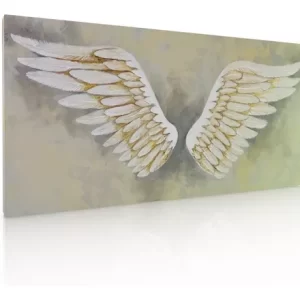 Cuadro Decorativo Sublimado En Tela Alas De Angel Blancas
