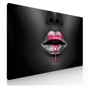 Cuadro Decorativo Sublimado En Tela Boca Con Labios Rosa