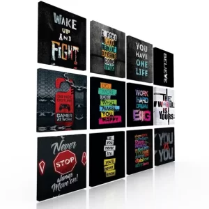 Set De 12 Cuadros Decorativos, Frase Motivadoras Para Hombre