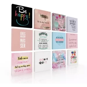 Set De 12 Cuadros Decorativos Frases Motivadoras Positivas