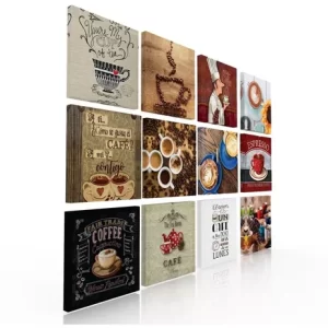 Set De 12 Cuadros Decorativos, Para Cafeteria Coffee Break