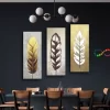 Set De 3 Cuadros Decorativos Modernos Plumas Oro - Imagen 6