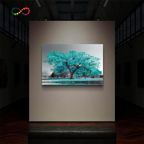 Ideas Creativas in Cuadro decorativo moderno para sala recámara comedor árbol Turquesa-Minimalista-Canvas-120 x 80 cm - Imagen 7