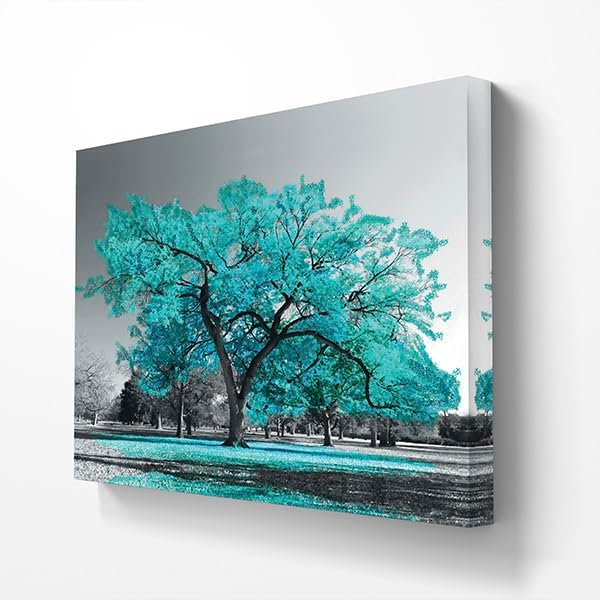 Ideas Creativas in Cuadro decorativo moderno para sala recámara comedor árbol Turquesa-Minimalista-Canvas-120 x 80 cm