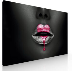 Cuadro Decorativo Sublimado en Tela Boca con Labios Rosa