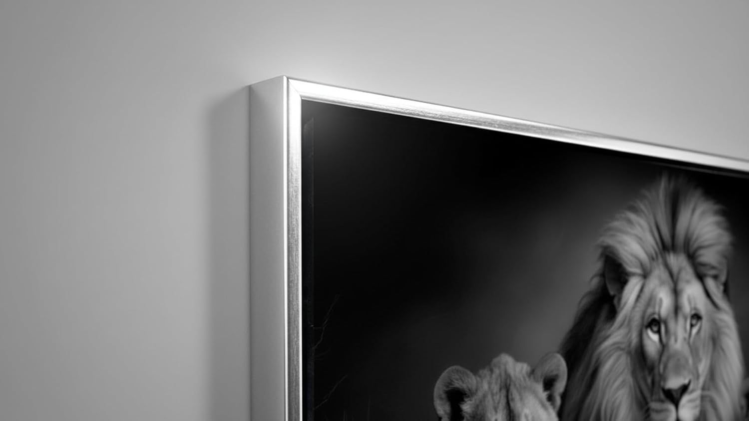 Ideas creativas In- Cuadro Decorativo Moderno Con Marco Flotante Para Sala Recamara Oficina Familia Rey Leon-Blanco y Negro 120 X 80 CM (Plata) - Imagen 4