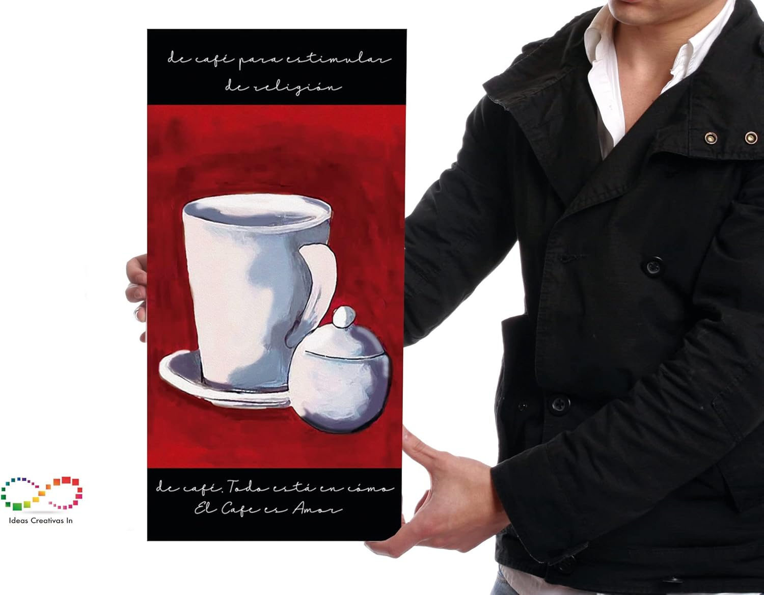Set de 3 cuadros decorativos para cocina o comedor tazas rojas - Imagen 5