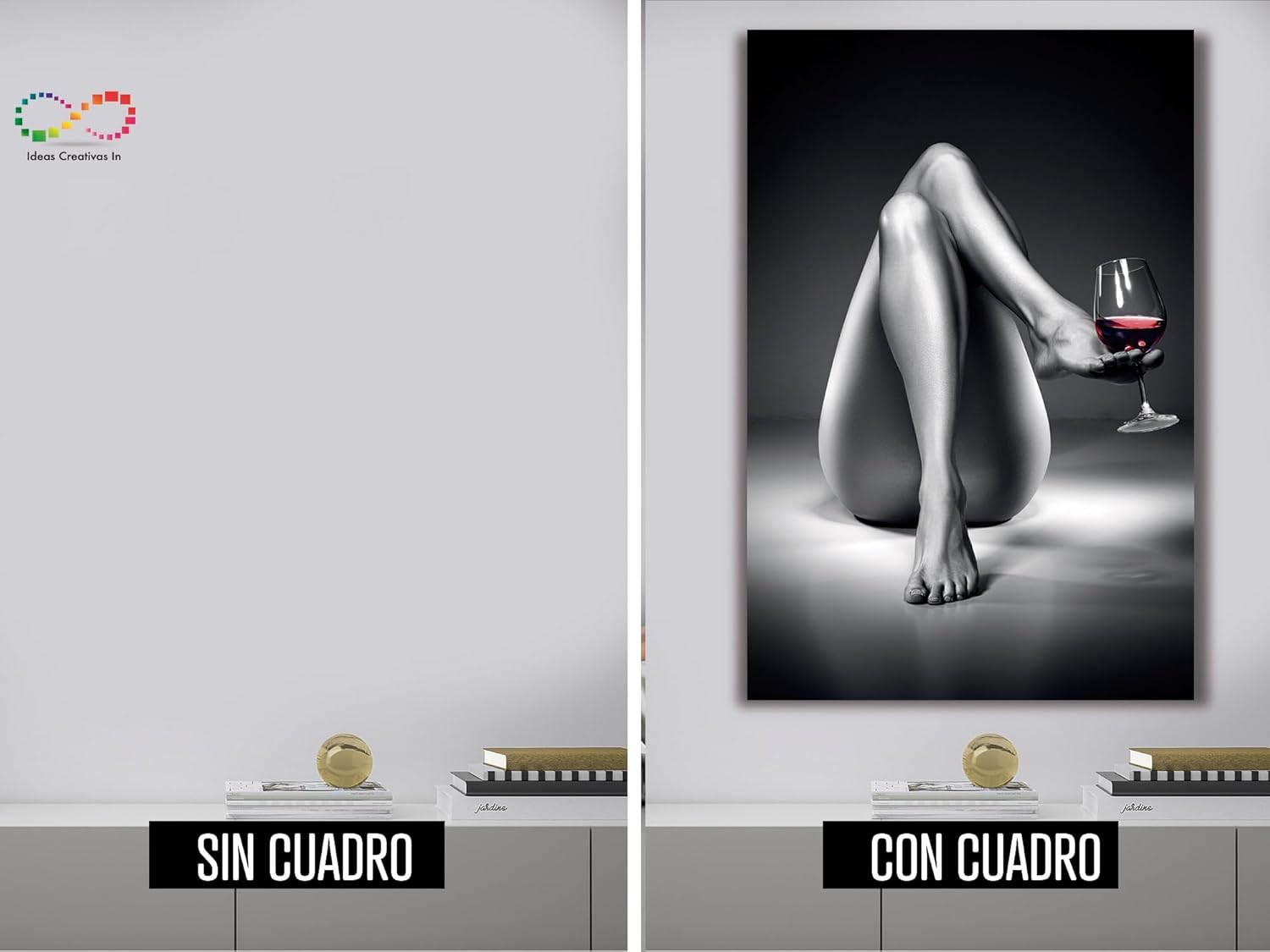Ideas creativas In-Cuadro Decorativo Para Recamara o Salon Sensualidad Con Copa de Vino-Moderno-Canvas-80 x 120 cm - Imagen 6