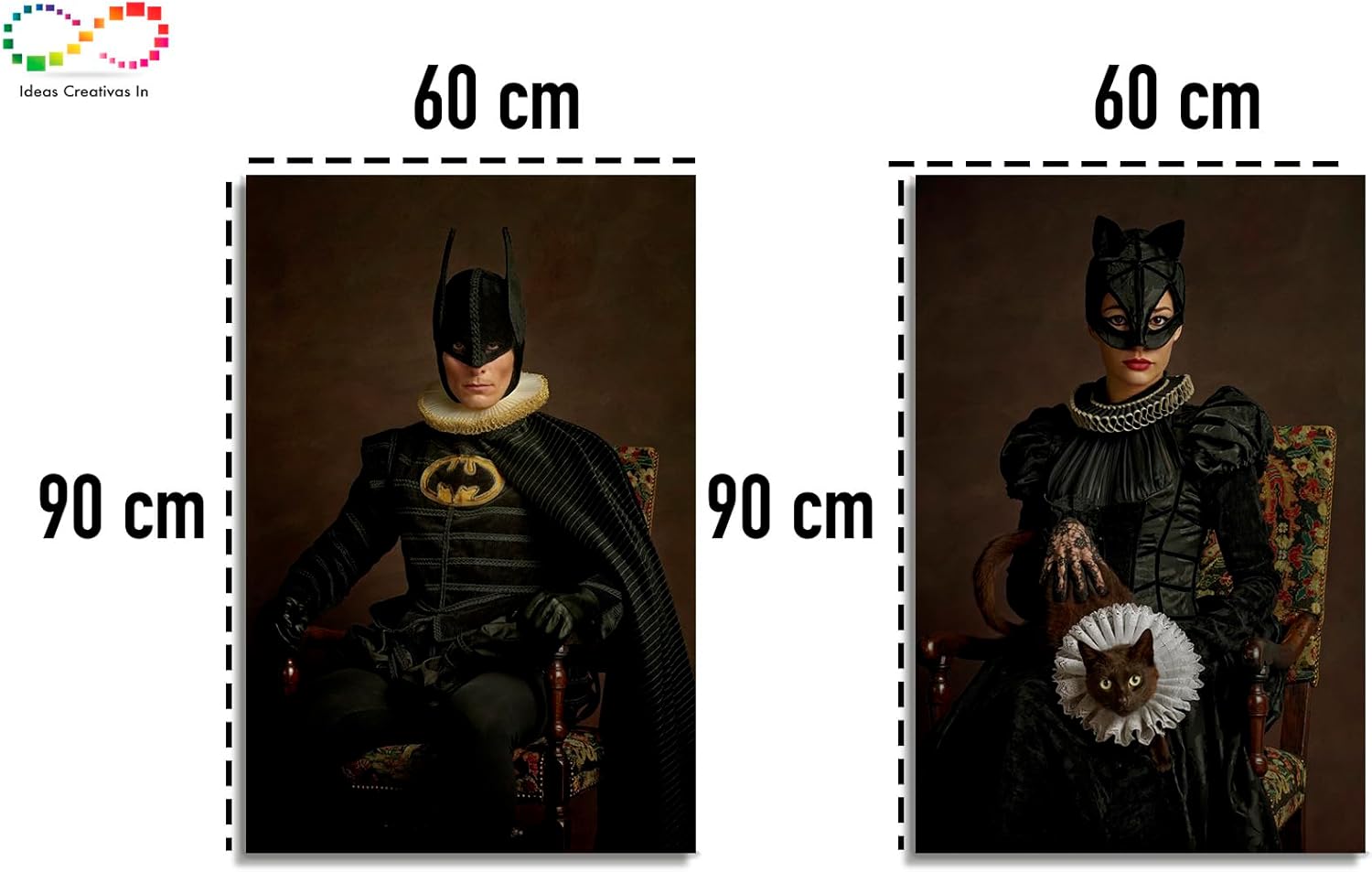Ideas creativas In-Set de 2 Cuadros Decorativos Recamara Pareja Batman-Batichica-Virreinal- 2pz 60 x 90 cm - Imagen 8