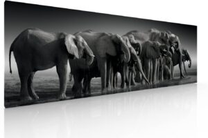 Ideas Creativas In-Cuadro Decorativo Panorámico Para Sala o Recamara Familia De Elefantes-...