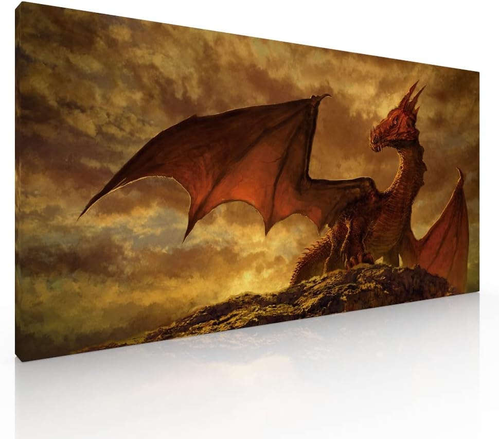 Cuadro Decorativo Sublimado en Tela Dragon Rojo