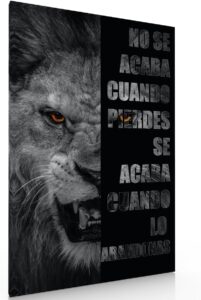 Cuadro Decorativo Moderno Para Sala Recamara o Comedor Leon Con Frase Motivadora