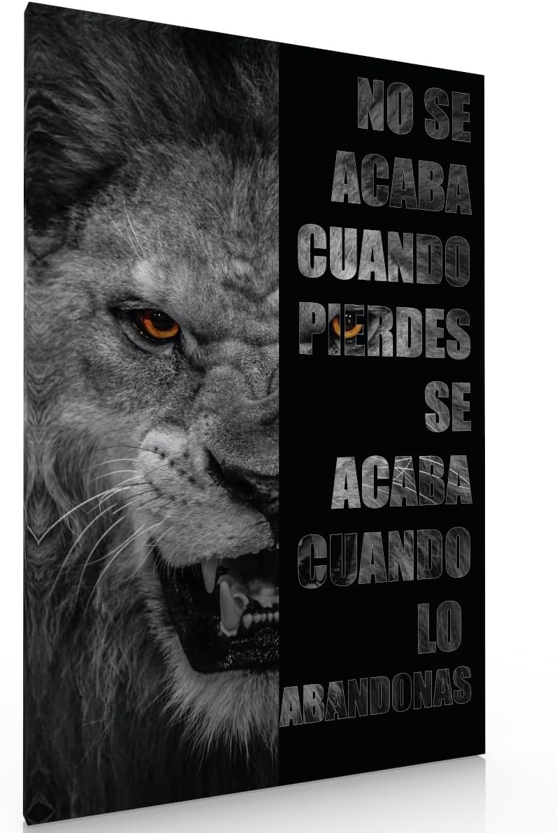 Cuadro Decorativo Moderno Para Sala Recamara o Comedor Leon Con Frase Motivadora