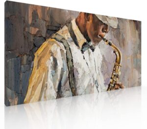 Cuadro Decorativo Figurativo Sublimado en Tela Saxofonista
