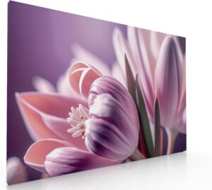 Cuadro Decorativo Moderno Para Sala Oficina Dormitorio Flor Tulipan Lila Calidad Premium Ideas...