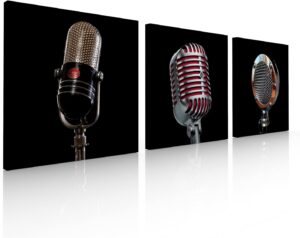 Set de 3 Cuadros Decorativos para Sala o recamara, micrófonos