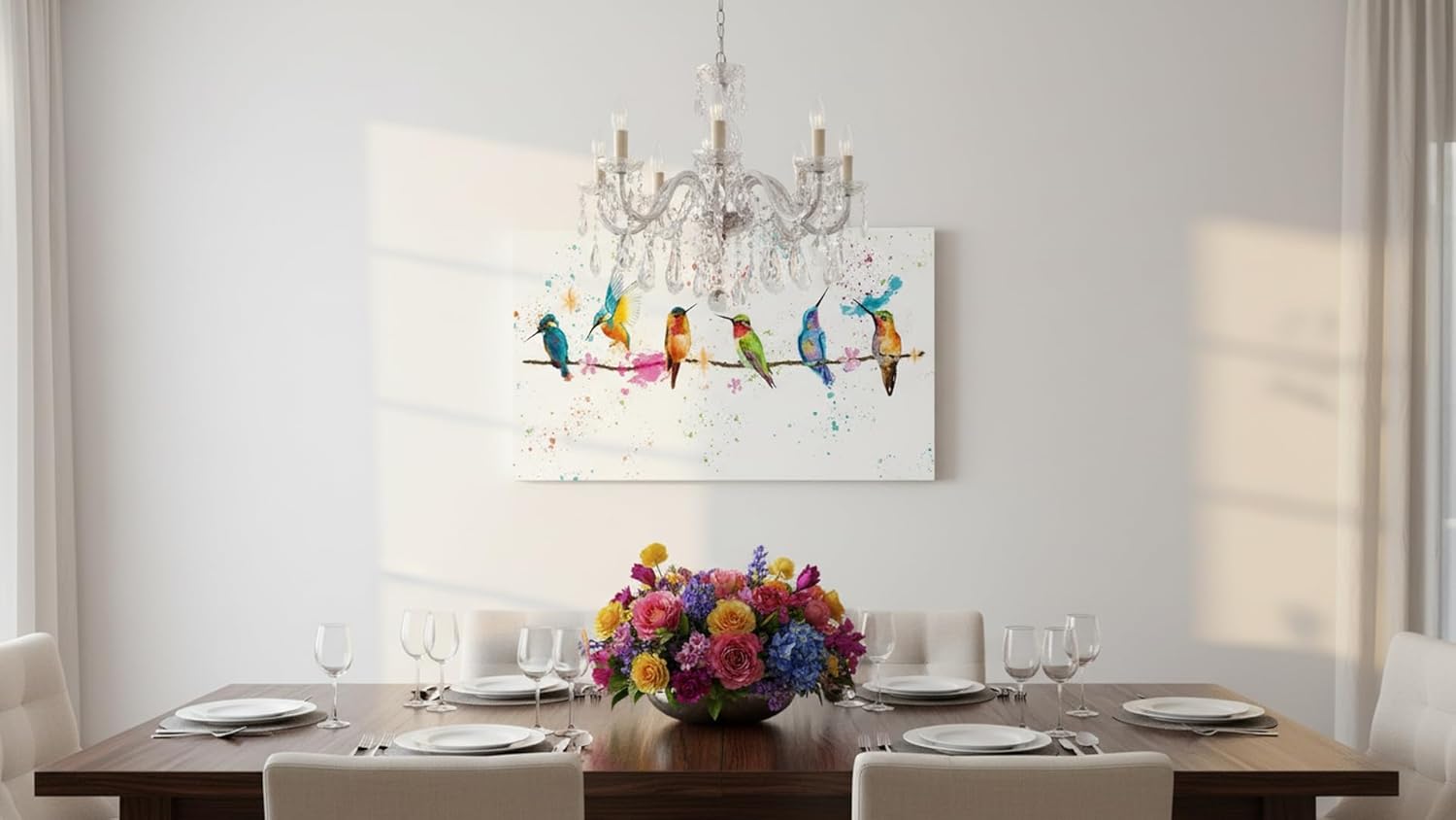 Ideas creativas In-Cuadro Decorativo Moderno Para Comedor, Sala o Recamara Colibris Acuarela-Lienzo Canvas-Moderno-Tipo Galeria 140 cm x 70 cm - Imagen 8