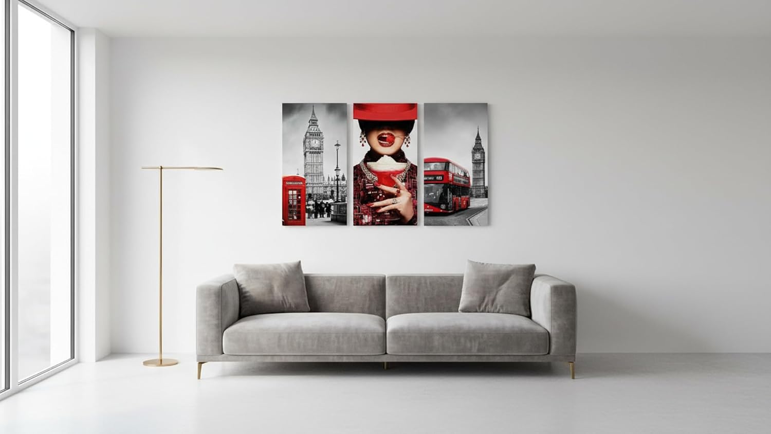 Ideas creativas in Set de 3 Cuadros Decorativos Modernos en Tela Mujer Sexy Londres-Lienzo Sublimacion-Decoracion Sala-Dormitorio-Oficina-130x80 cm - Imagen 8