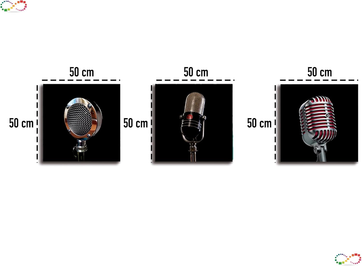 Set de 3 Cuadros Decorativos para Sala o recamara, micrófonos - Imagen 3