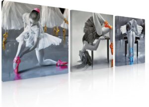 Ideas Creativas in-Set de 3 Cuadros Decorativos Para Recamara de Niña Bailarinas Ballet-...