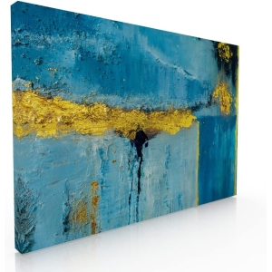 Cuadro decorativo moderno para sala recamara o comedor Abstracto turquesa oro