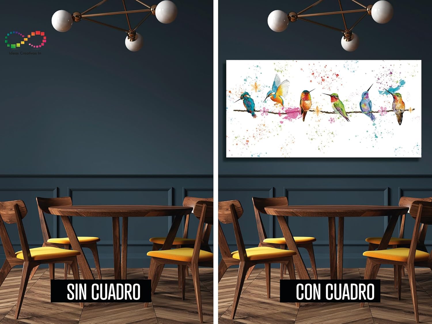 Ideas creativas In-Cuadro Decorativo Moderno Para Comedor, Sala o Recamara Colibris Acuarela-Lienzo Canvas-Moderno-Tipo Galeria 140 cm x 70 cm - Imagen 7