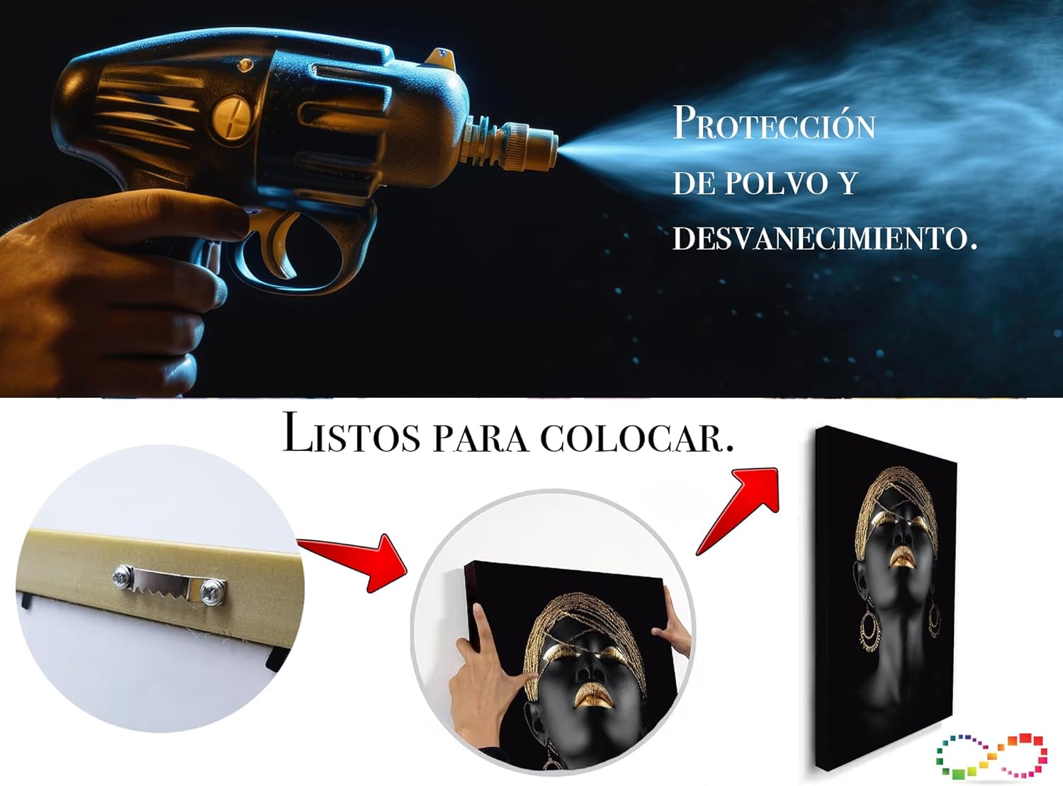 Ideas Creativas In Set de 3 Cuadros Decorativos Canvas Lienzo Impresión Arte Abstracto Negro Gris Con Textura Oro Polioleo Diferentes Tamaños Medidas Disponibles Decoración Para Interiores Cuadros Minimalistas Modernos Cuadro Para Sala Comedor Recámara Oficina Cocina Calidad Premium - Imagen 9