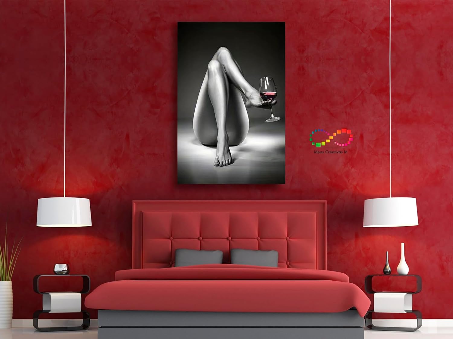 Ideas creativas In-Cuadro Decorativo Para Recamara o Salon Sensualidad Con Copa de Vino-Moderno-Canvas-80 x 120 cm - Imagen 2
