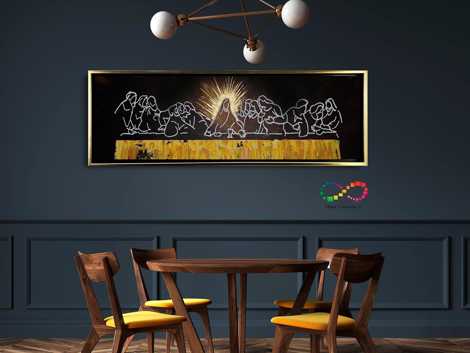 Ideas creativas In- Cuadro Decorativo Moderno Sublimado Para Comedor Cocina Ultima Cena Sagrada Con Marco Flotante Calidad Premium Panoramico -150 x 50 cm - Imagen 2
