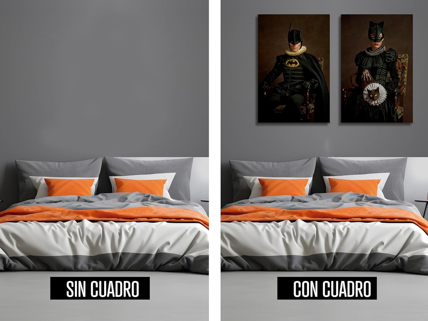 Ideas creativas In-Set de 2 Cuadros Decorativos Recamara Pareja Batman-Batichica-Virreinal- 2pz 60 x 90 cm - Imagen 6