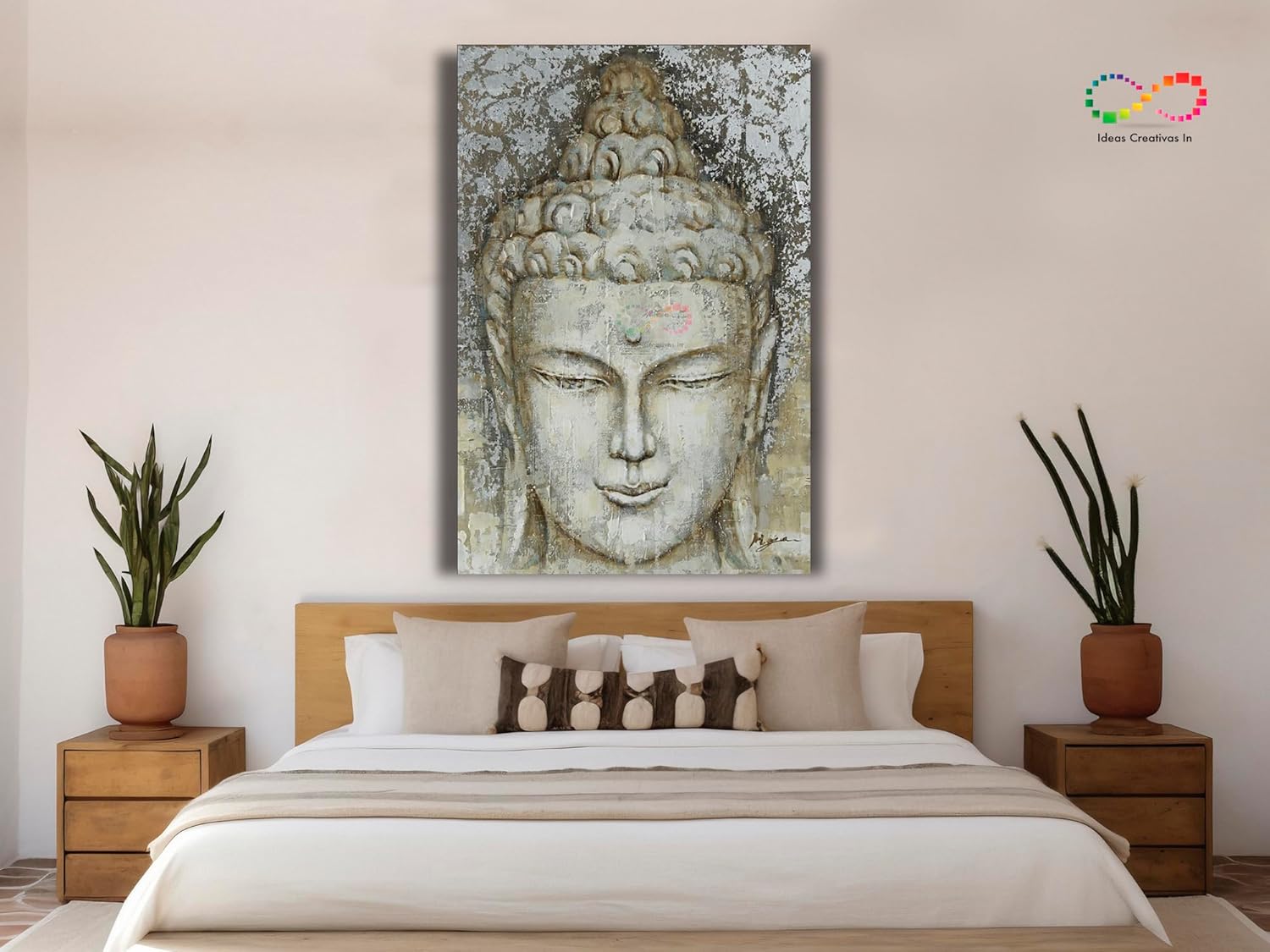 Ideas Creativas In-Cuadro Decorativo Canvas Para Sala Recamara o comedor Rosto Buda Piedra-Canvas-80 x 120 cm - Imagen 7