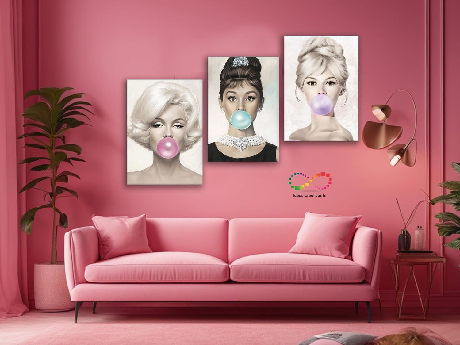 Set de 3 Cuadros Decorativos Para Sala Recamara Oficina Marilyn Monroe y Audrey Hepburn y brigitte bardot… Calidad Premium Ideas creativas In - Imagen 2