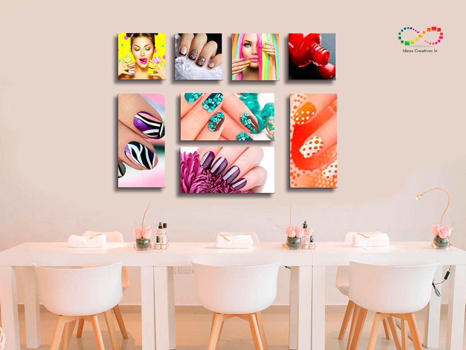 Ideas creativas In Set de 8 Cuadro Decorativos Para Estetica o Spa Uñas Mix-Canvas Modernos - Imagen 5