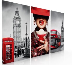 Ideas creativas in Set de 3 Cuadros Decorativos Modernos en Tela Mujer Sexy Londres-Lienzo...