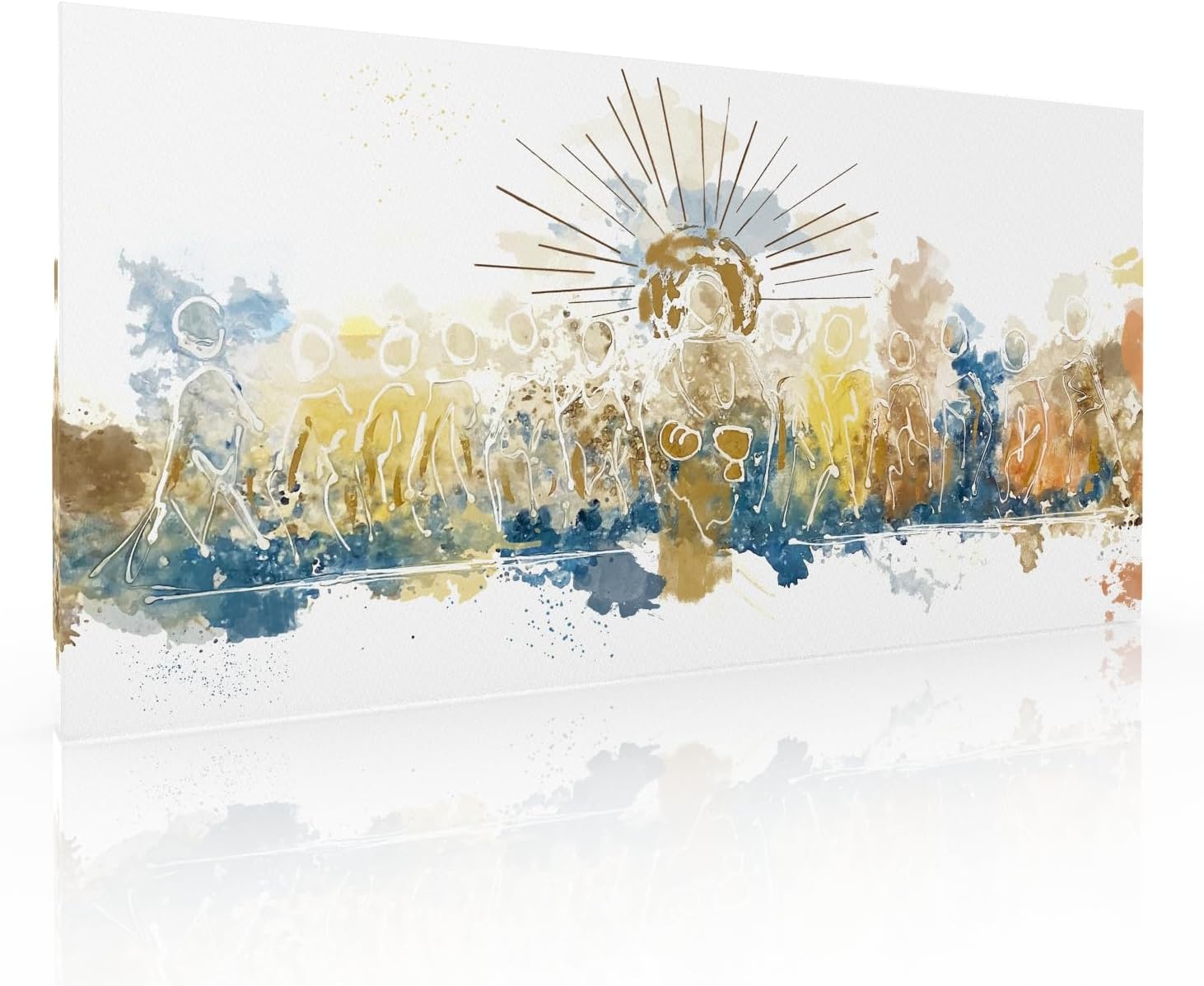 Ideas creativas in- Cuadro Decorativo Canvas Marco Flotante Para Comedor Cocina Ultima Cena Sagrada Abstracta Calidad Premium (Plata)-Textura oleo-140 x 70cm (copia)