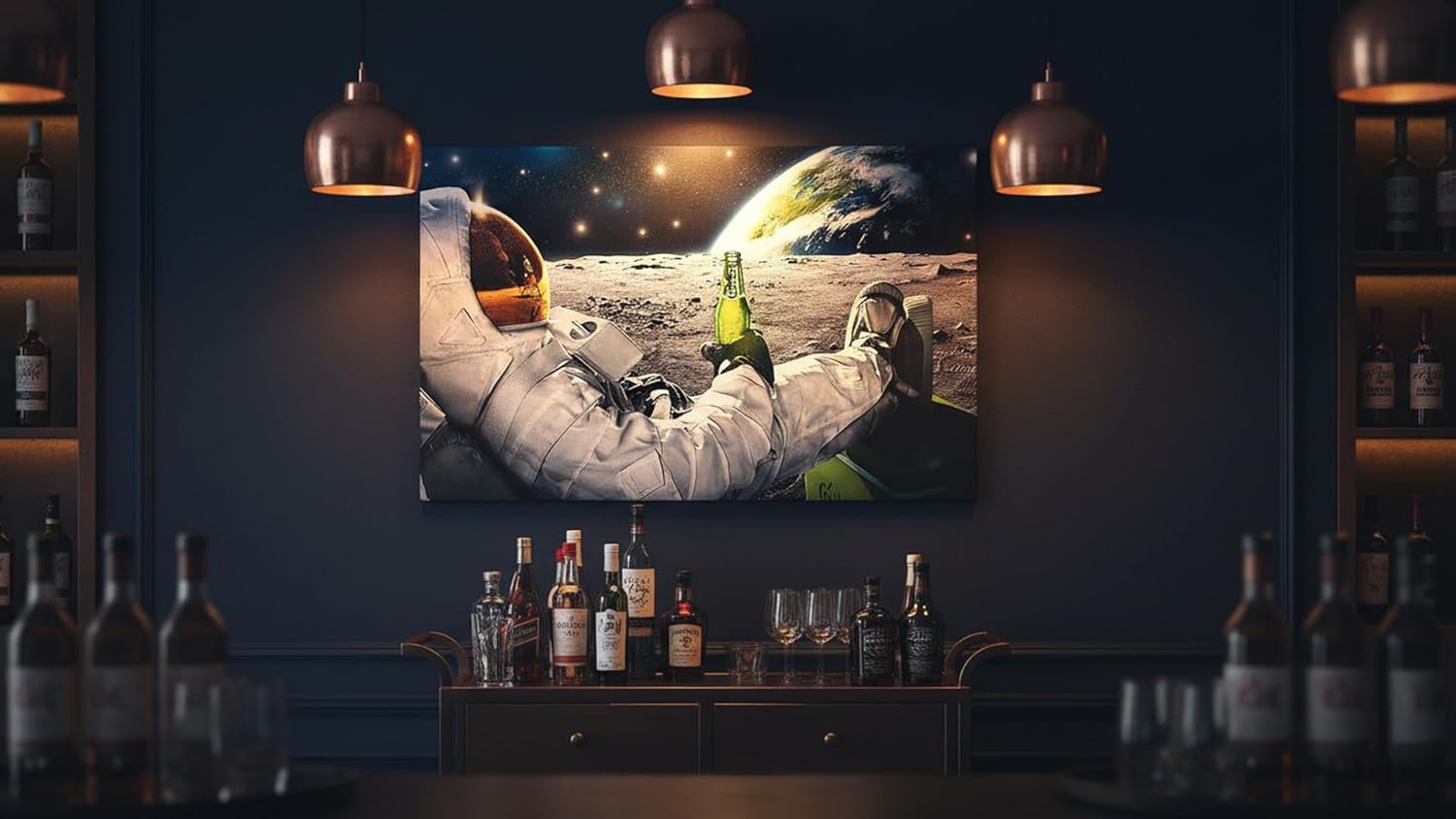 Cuadro Decorativo Moderno Para Recámara Astronauta con Cerveza Personalizable-Canvas-Decoracion -Ideas Creativas In 120 x 80 cm - Imagen 6