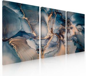 Ideas Creativas In Set de 3 Cuadros Decorativos Modernos Abstracto Marino Oro Cuadro Impreso En...