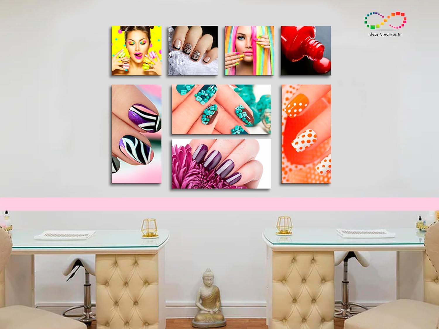 Ideas creativas In Set de 8 Cuadro Decorativos Para Estetica o Spa Uñas Mix-Canvas Modernos - Imagen 7