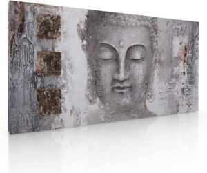 Ideas creativas In- Cuadro decorativo moderno para sala recámara o comedor, Buda gris-Impresión...