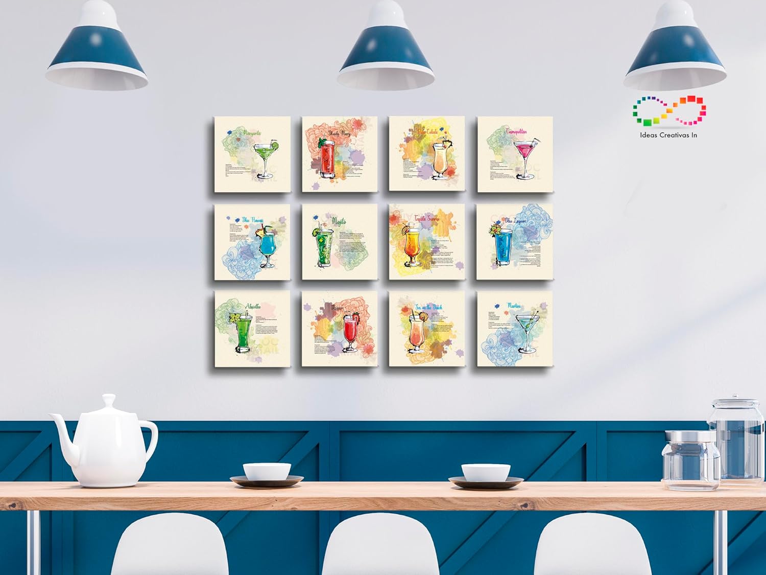Ideas Creativas In Set de 12 Cuadro Decorativos Para Bar Los Mejores Cocteles-Recetas-Cantinas-Canvas - Imagen 7