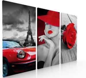 Ideas creativas in-Set de 3 Cuadros Decorativos Modernos en Tela Mujer Sexy Paris-Tipo Galeria- 3...