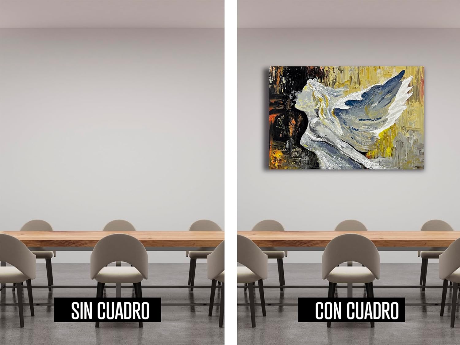 Ideas creativas In Cuadro Decorativo Canvas Para Recamara Sala o Comedor Angel Abstracto Ocre- Guardian Minimalista 120 x 80 cm - Imagen 4