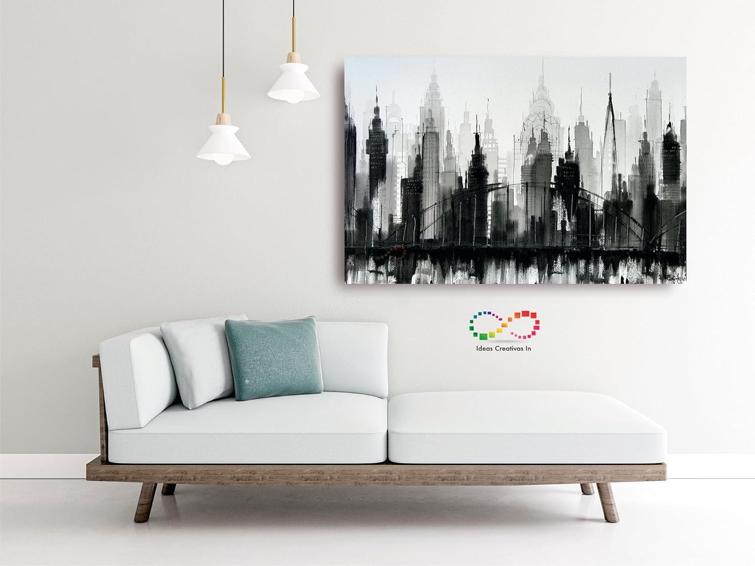 Ideas creativas In-Cuadro Decorativo Canvas Para Oficina Dormitorio Sala Estudio Ciudad Edificios Lienzo Blanco y Negro- Arquitectura- Textura Oleo- 120 x 80 - Imagen 2