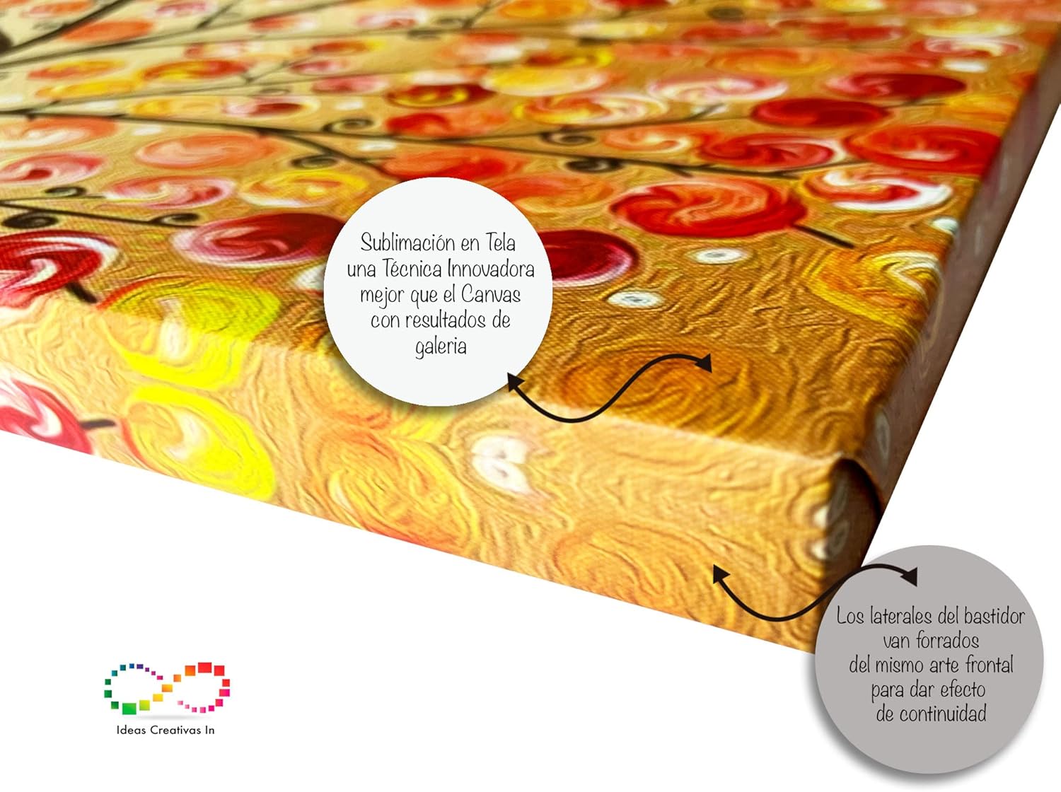 Ideas Creativas In-Set de 4 Cuadros Decorativos Modernos Arbol De La Vida 4 Estaciones, Decoracion Sala Comedor Recamara Oficina-Canvas- 130 cm x 80 cm - Imagen 3